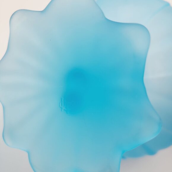 Westmoreland Lotus Blue Satin Mist Set of 2 Candle Holders Vintage Lovecore - Picture 8 of 12